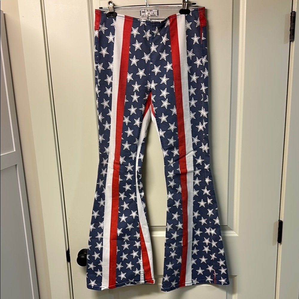 Free People Star and Stripe Flare Pants - Red, White, Blue